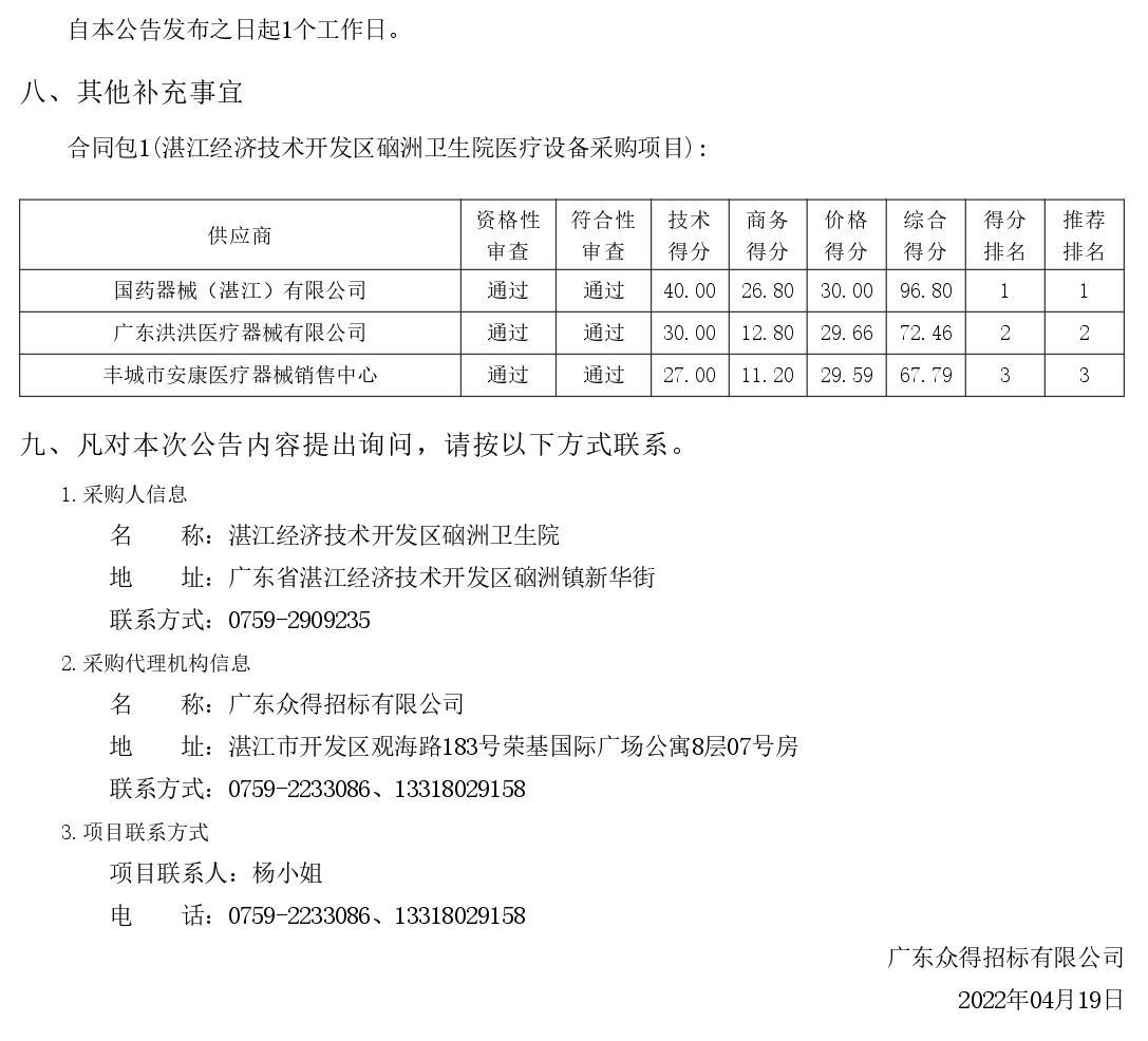 湛江經濟技術開發(fā)區(qū)硇洲衛(wèi)生院醫(yī)療設備采購項目【項目編號：ZDZJ22-Z66028】結果公告(圖2)