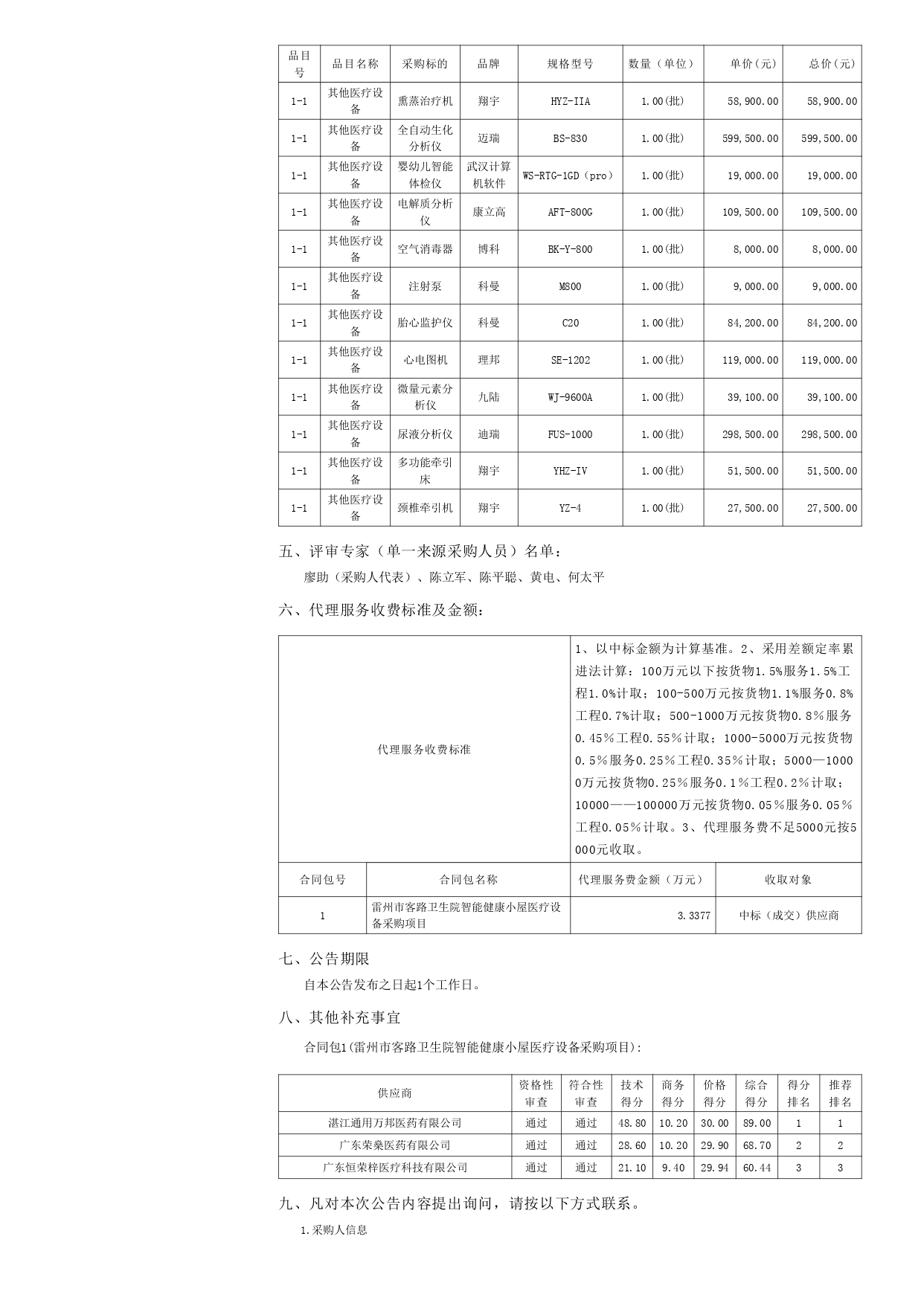 雷州市客路衛(wèi)生院智能健康小屋醫(yī)療設(shè)備采購(gòu)項(xiàng)目【項(xiàng)目編號(hào)：ZDZJ22-Z09149】結(jié)果公告(圖2)